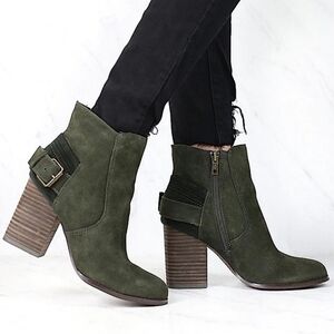 COPY - Sbicca Suede leather ankle bootie block heel Size 10 forest green color